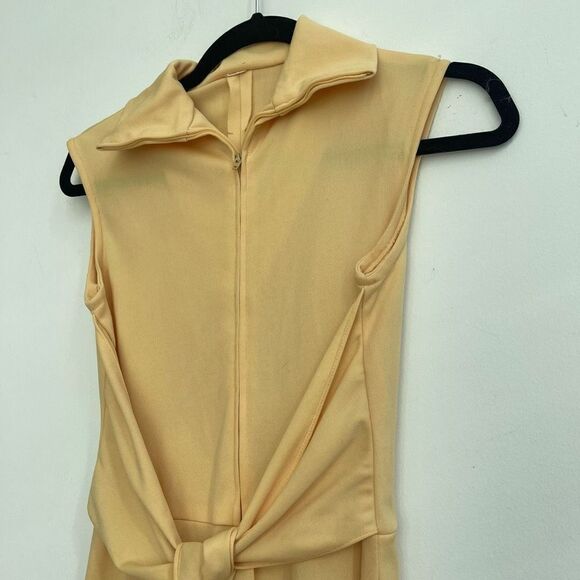 Vintage Handmade Yellow Wide Leg Zip Up Jumpsuit - Small - Picture 10 of 14